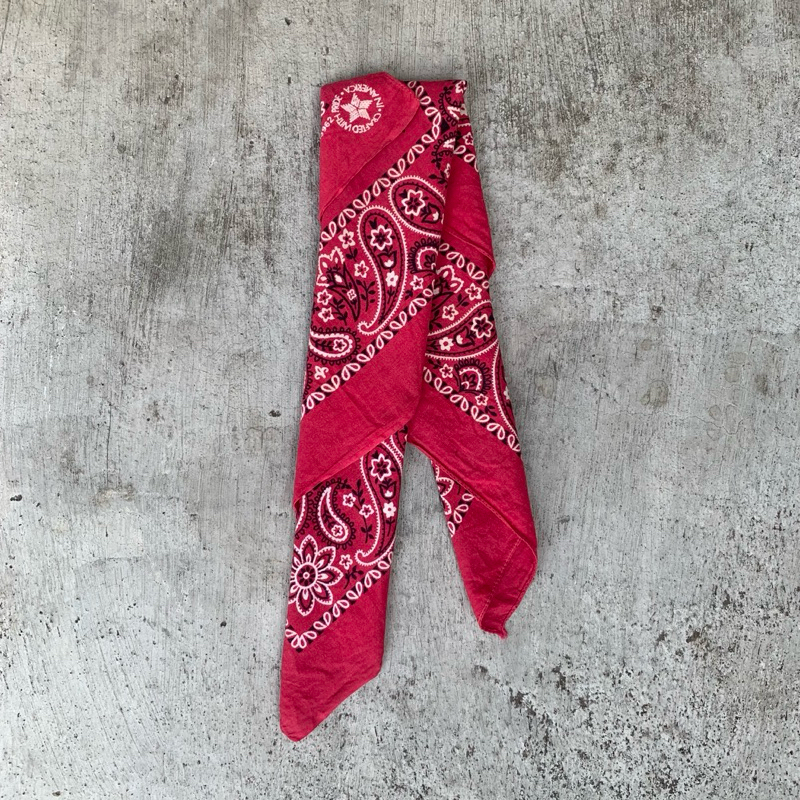 vintage paisley bandana red made in usa slayer / scarf