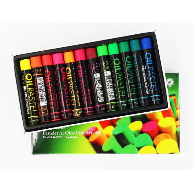 

BISA COD Mungyo Oil Pastel 12 warna Flourescent Crayon Artist