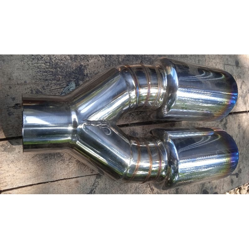 MUFFLER TAILPIPE MONCONG DUA  MOBIL BENSIN DAN DIESEL UNIVERSAL