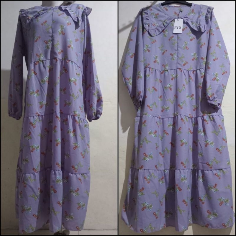 Midi dresa motif bunga kecil