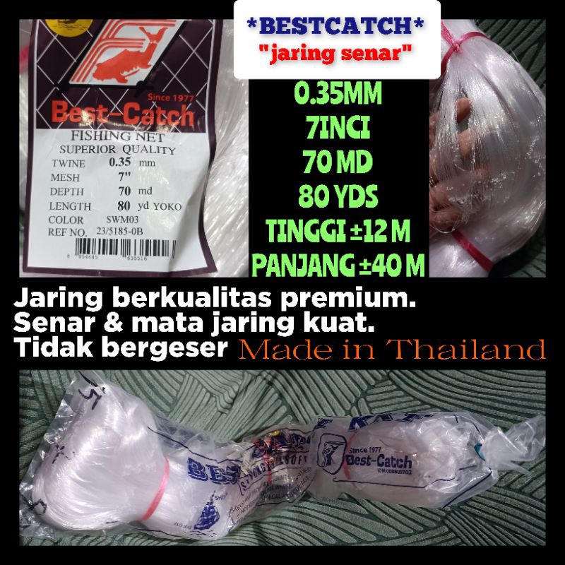 JARING SENAR BESTCATCH 0.35MM 7INCI YOKO DOUBLE KNOT FISHING NET SUPER THAILAND JARING BEST CATCH JA