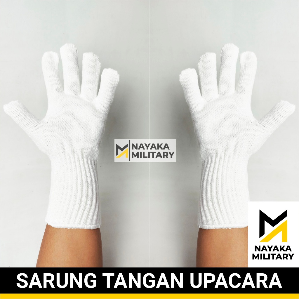 Sarung Tangan Upacara Putih Rajut TNI Tentara Military Army Military Tactical Komcad