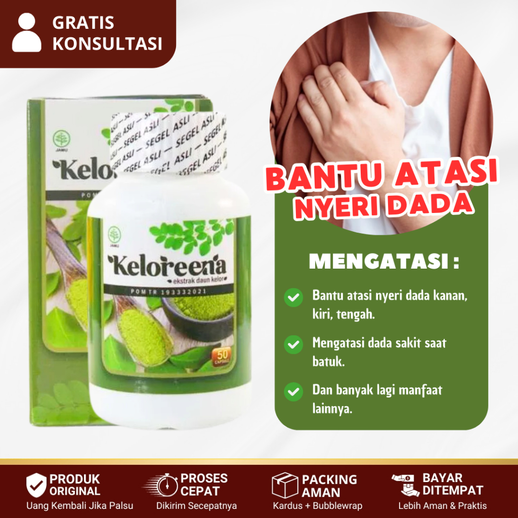 Obat Herbal Sakit Dada, Sakit Dada Sebelah Kanan / Kiri / Tengah, Nyeri Dada Saat Batuk - KELOREENA