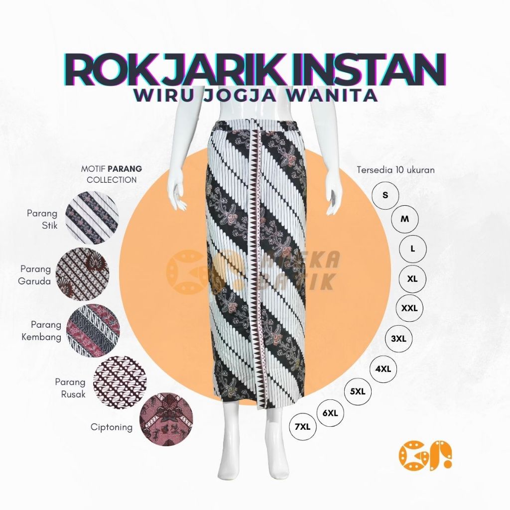 Rok Jarik Wiru Jogja Wanita Dewasa Rok Instan Pakaian Adat Jawa Batik Motif Lereng