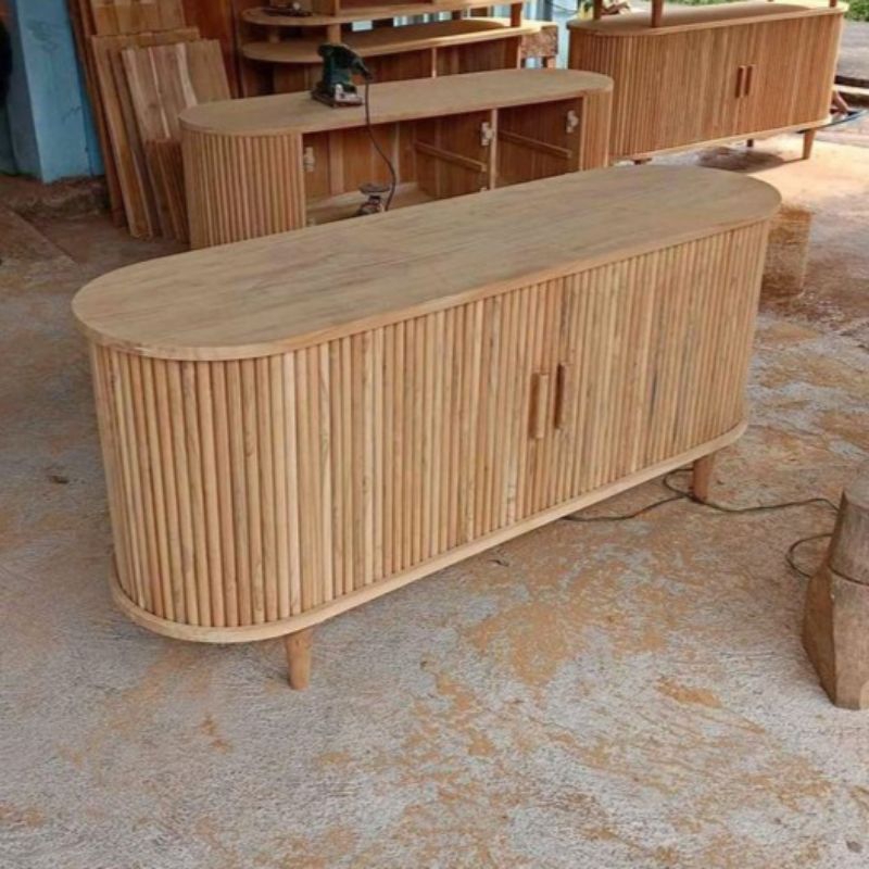 Meja TV Salur / Lemari TV Salur / Buffet TV Salur Kayu Jati Mentahan