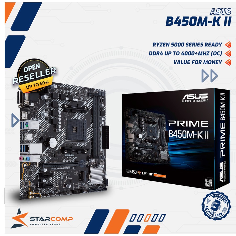 Asus PRIME B450M-K II M-ATX Motherboard AMD AM4 B 450 M