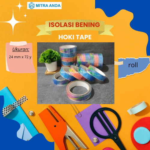 

Isolasi / Selotip Bening Hoki Tape 24mm x 72 yard pcs