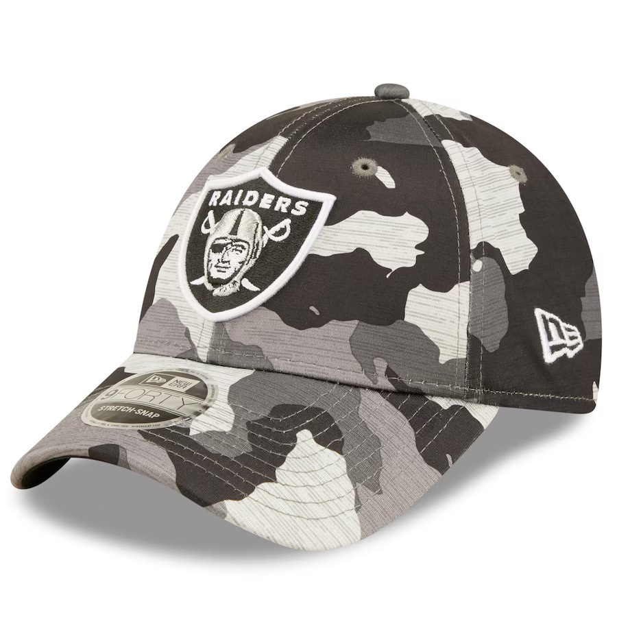 Topi Baseball Oakland Raiders Camo Loreng Grey NFL Rugby Logo Bordir Caps