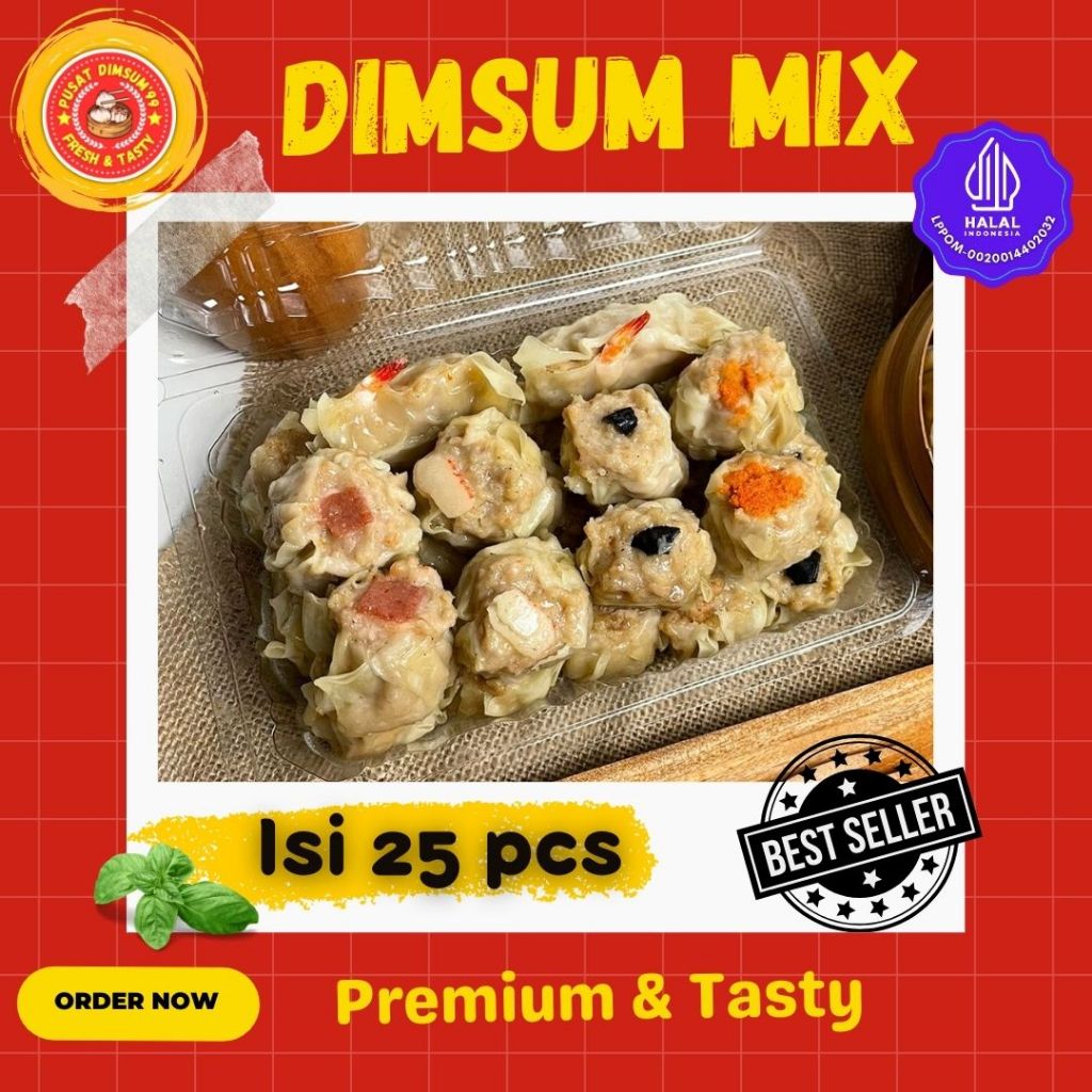 

DIMSUM Frozen Mix Toping Premium & Halal 25 pcs GRATIS Saus Merah & Lada Hitam