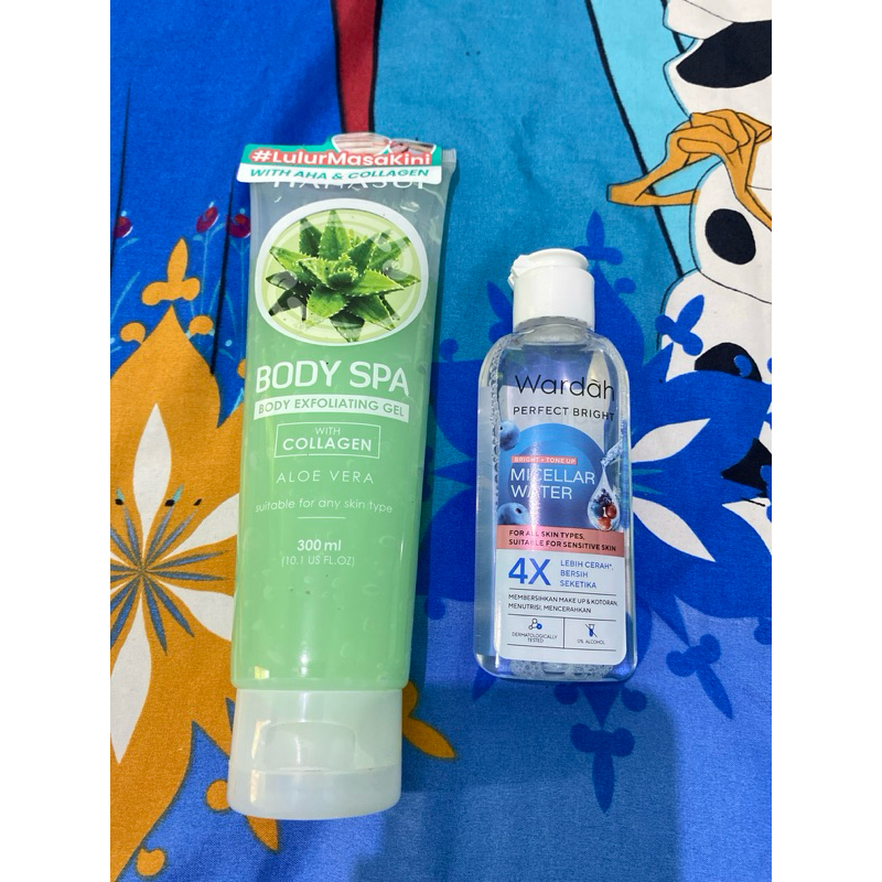 PRELOVED BUNDLING 2 body exfoliating gel hanasui dan micellar water wardah perfect bright