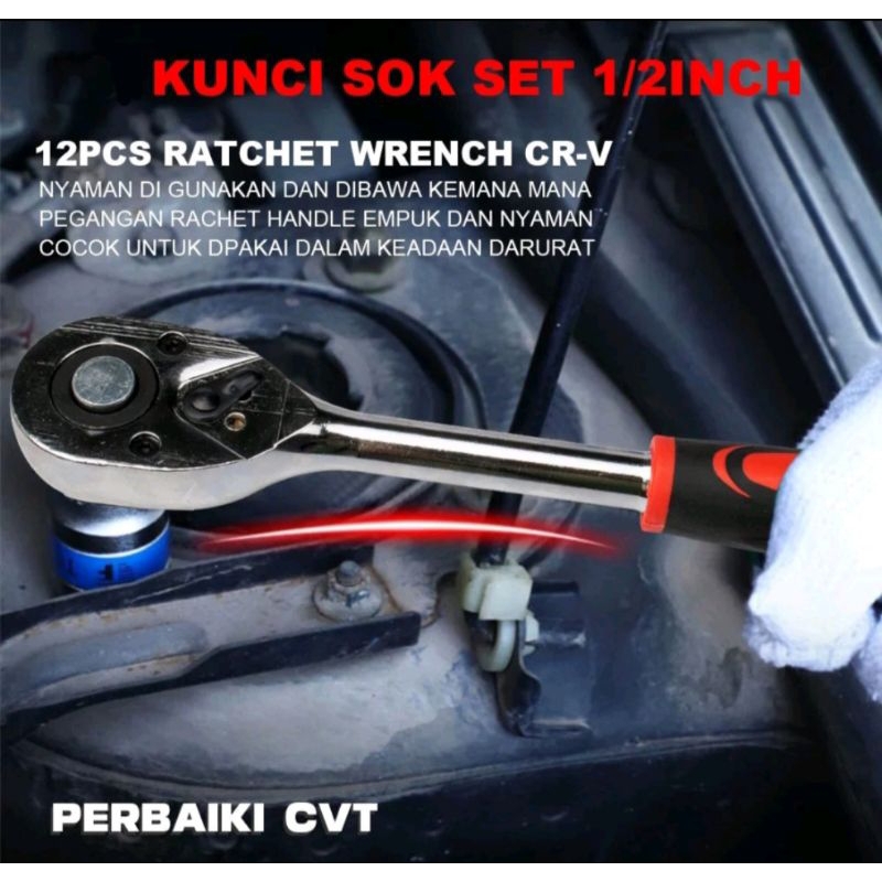 Kunci Sock / Drive Socket Set 12pcs / kunci Motor / Kunci Mobil / Kunci Set