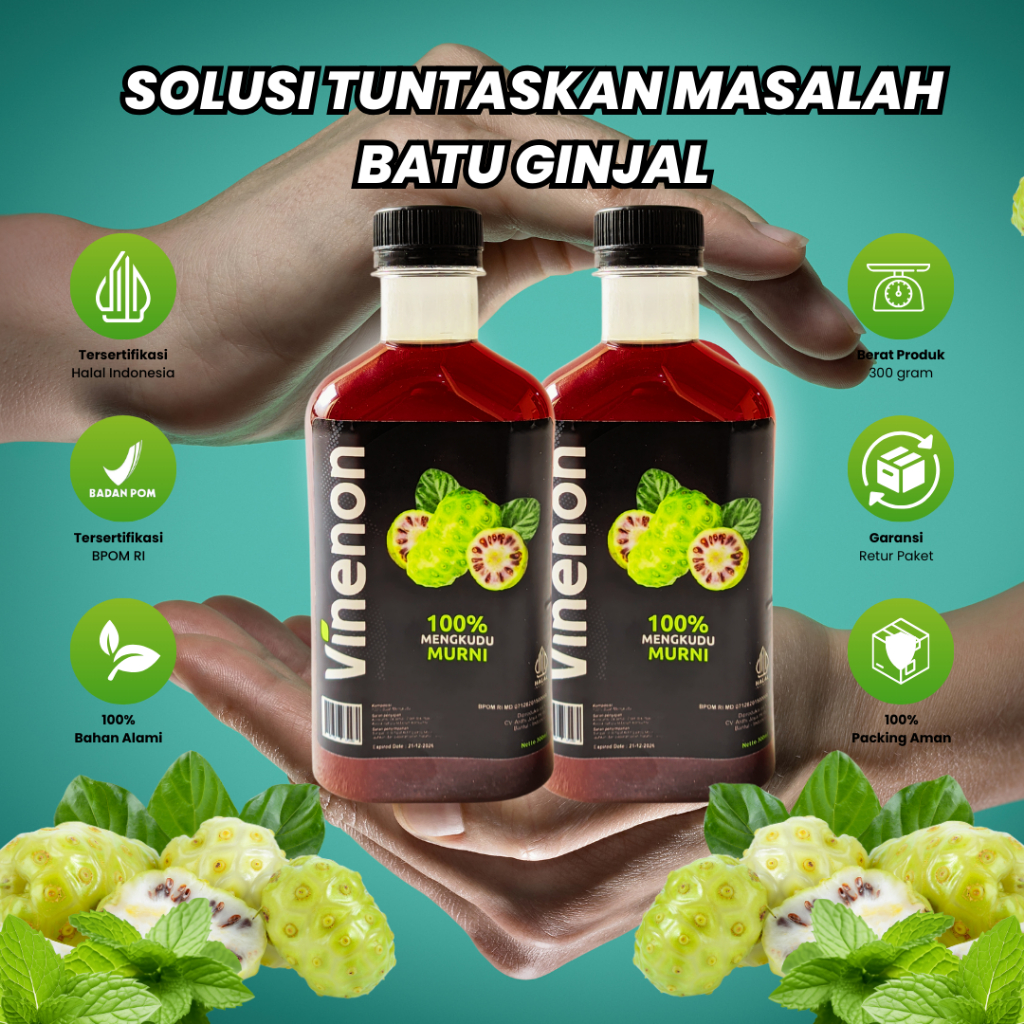 

Cuka Mengkudu Vinenon 100% Herbal Alami 2 Botol Kurangi Batu Ginjal & Kolesterol Normalkan Asam Urat