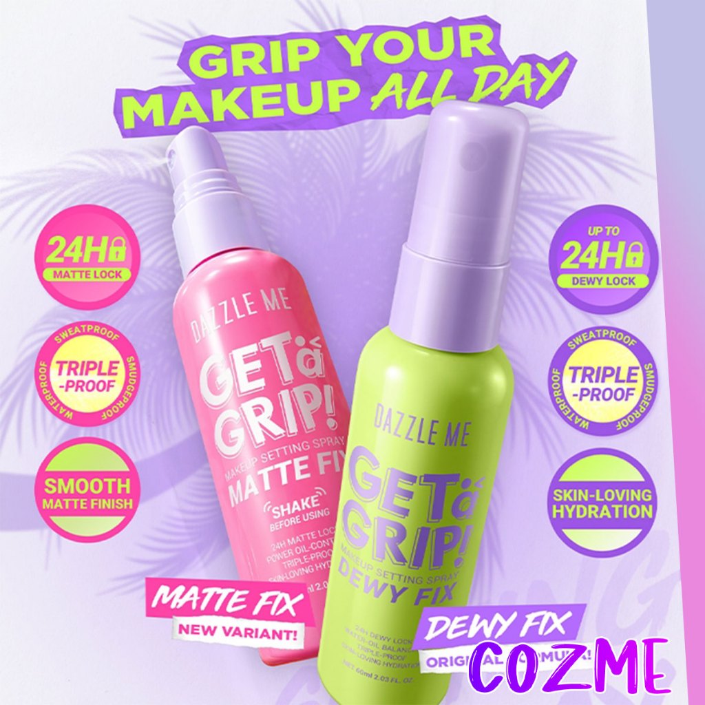 DAZZLE ME Get a Grip Make Up Setting Spray All Skin 60mL | Meningkatkan Ketahanan Makeup | Beauty Pr