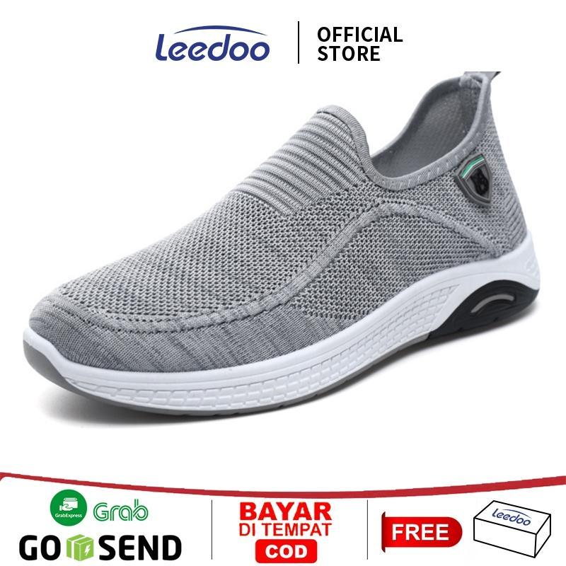 Leedoo Sepatu Sneakers Pria Sepatu Pria Slip On Kekinian Running Shoes Fashion Pria MR131
