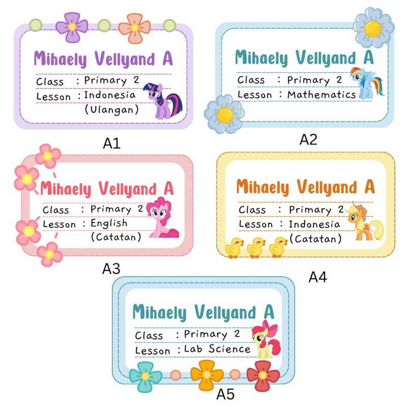 

Label Nama Buku Anak Sekolah My Little Pony Perempuan