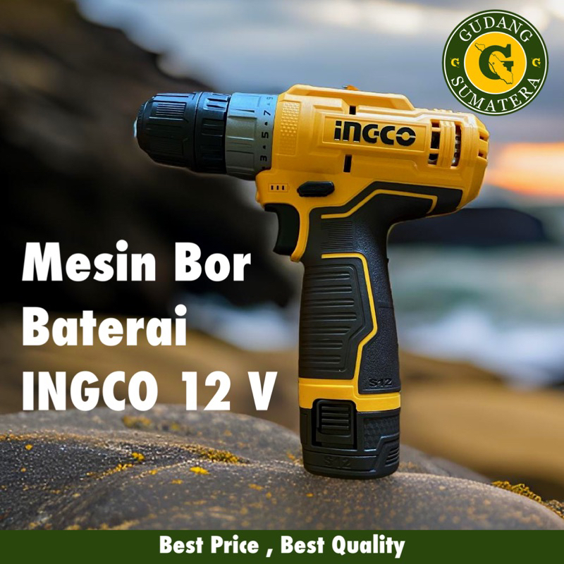 Mesin Bor Baterai 12V Type C + 2 Baterai INGCO CDLI12202