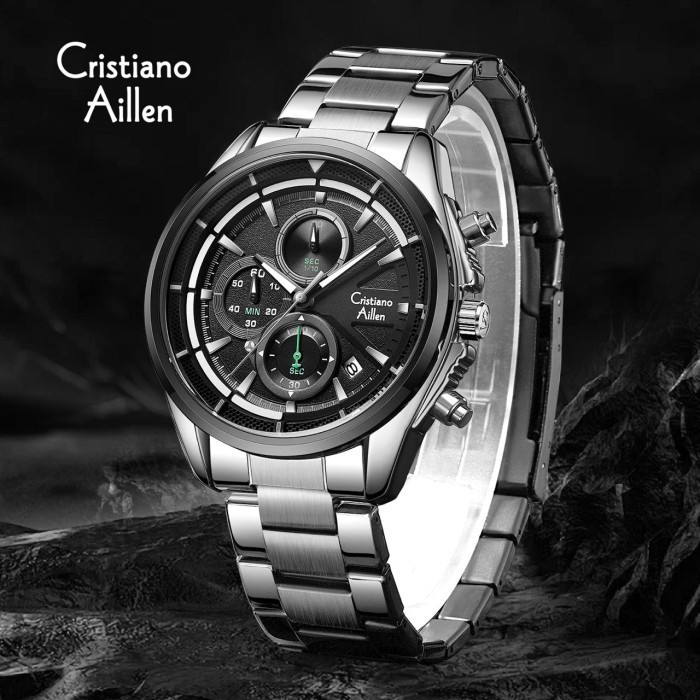 Hot Sale Jam Tangan Pria Cristiano Aillen CA 8890 Original Terbaru Chrono Aktif Pria