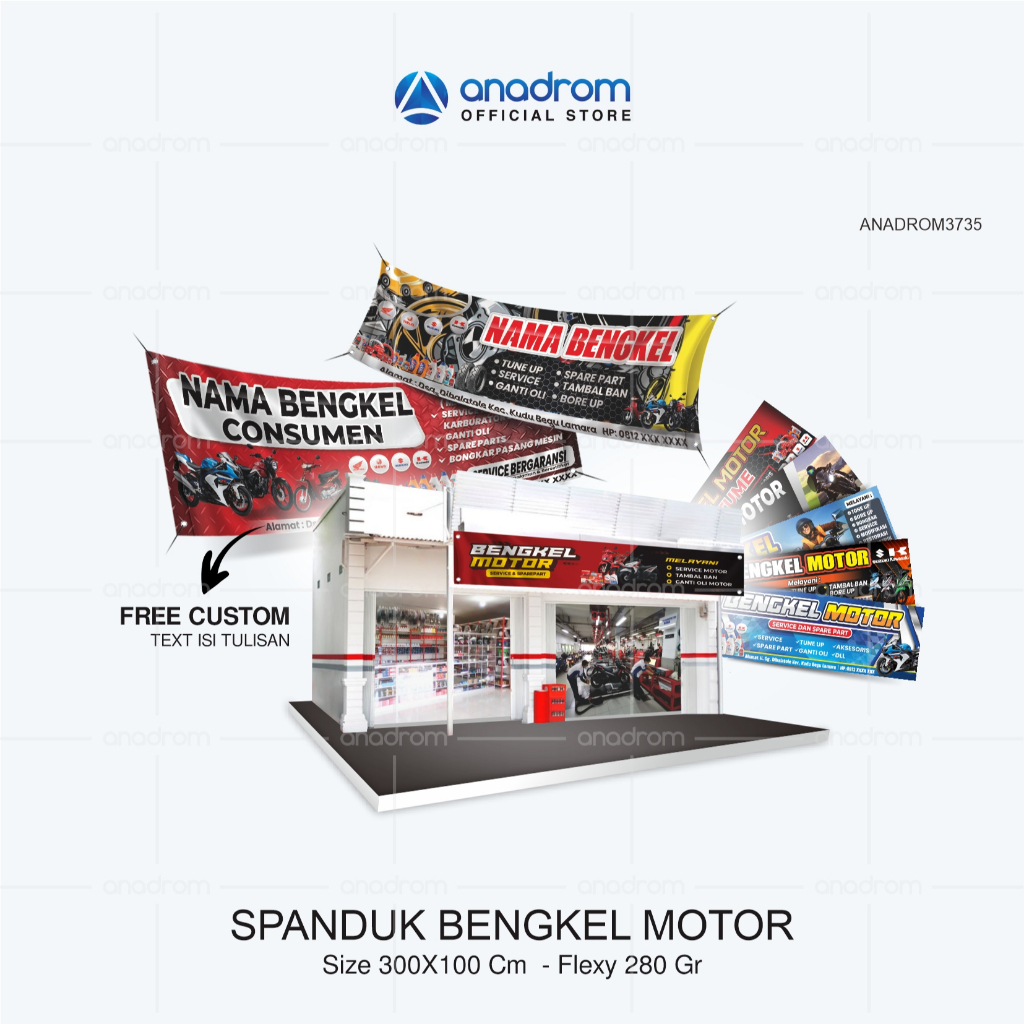 Spanduk Bengkel Sepeda Motor Custom | Spanduk Bengkel Sepeda Motor Racing | Banner Bengkel Service S