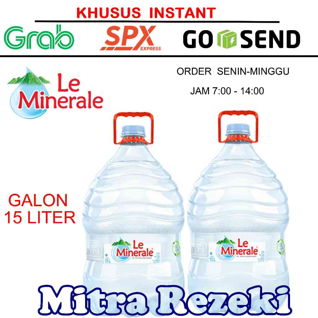 

LE MINERALE 15 liter GALON SEKALI PAKAI AIR MINUM GALON