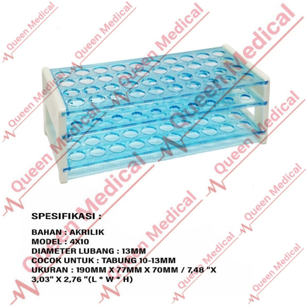 Rak Test Tube/Tabung Reaksi Acrylic 13mm (40 Lubang) Import