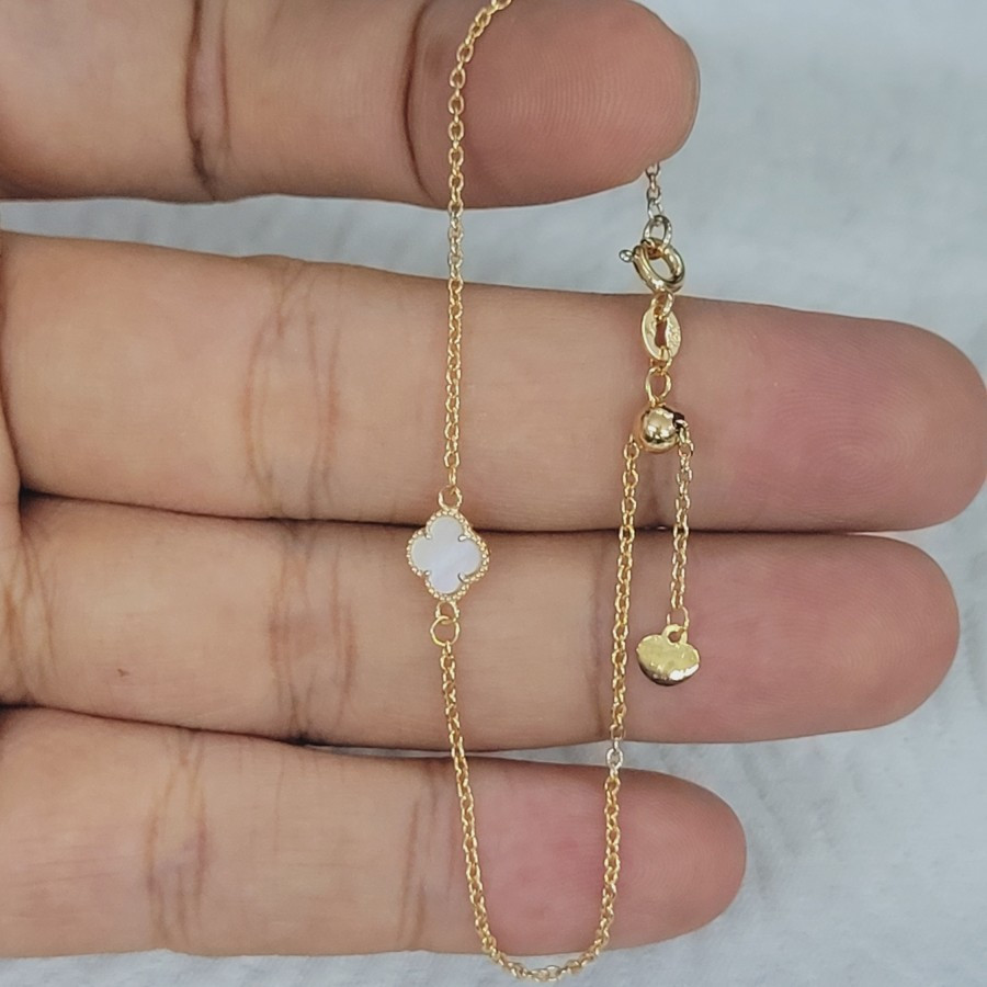 gelang siem model clover variasi putih serut emas 70% 700 70 % 16k