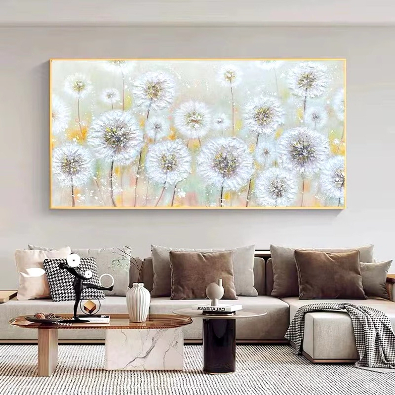 Lukisan dinding abstrak tekstur minimalis modern bunga dandelion untuk hiasan dinding rumah