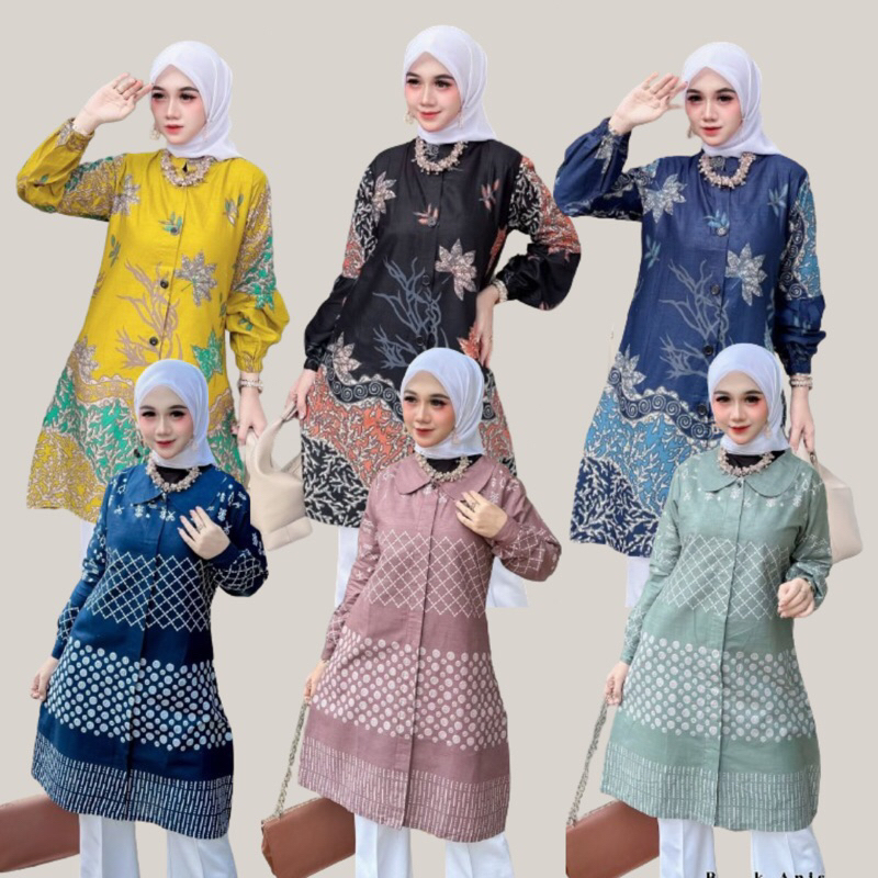 Tunik Batik Baju Batik Wanita Modern Tunik Busui Resleting Depan Terbaru