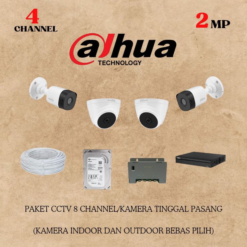 PAKET CCTV DAHUA 4 CHANNEL/KAMERA 2MP