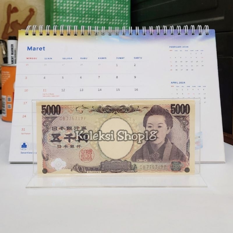 Koleksi Bingkai Akrilik Hiasan Pajangan Uang Jepang 5000 Yen