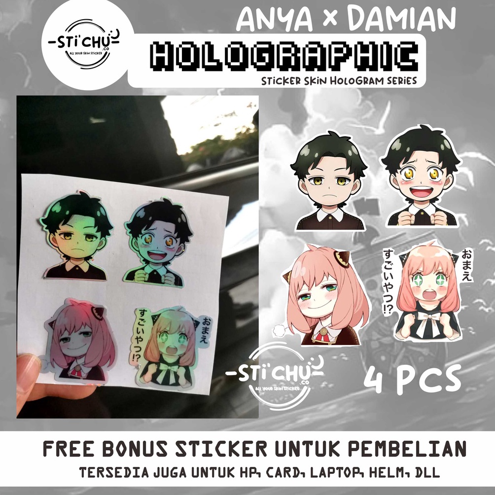 

KUALITAS OKE Stiker Sticker hologram Anime Anya Forger n damian Spy x family