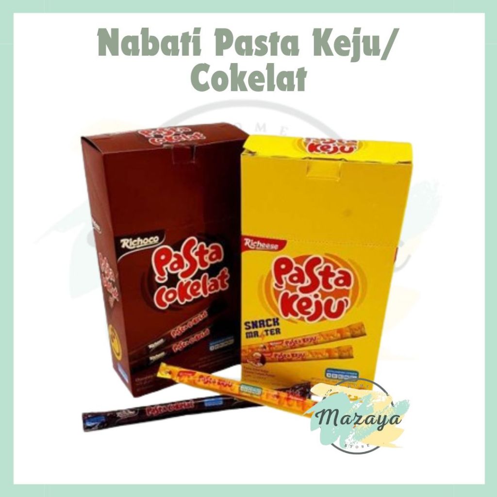 

RICHEEESE NABATI PASTA KEJU | RICHOCO NABATI PASTA COKELAT 1 PACK ISI 30'S X 8GR - MAZAYA HOMESTORE