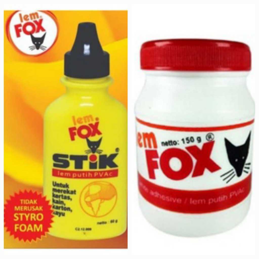 

SELUSIN lem FOX LEM putih PVAC botol
