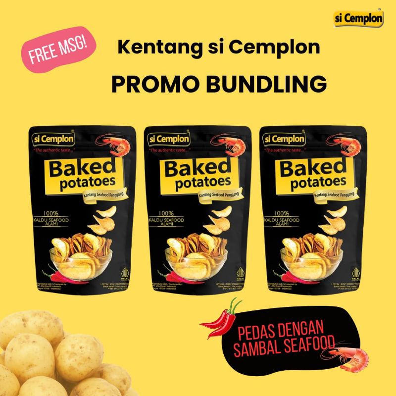 

si Cemplon Keripik Kentang Promo Bundling 3 Pcs Seafood Khas Bogor