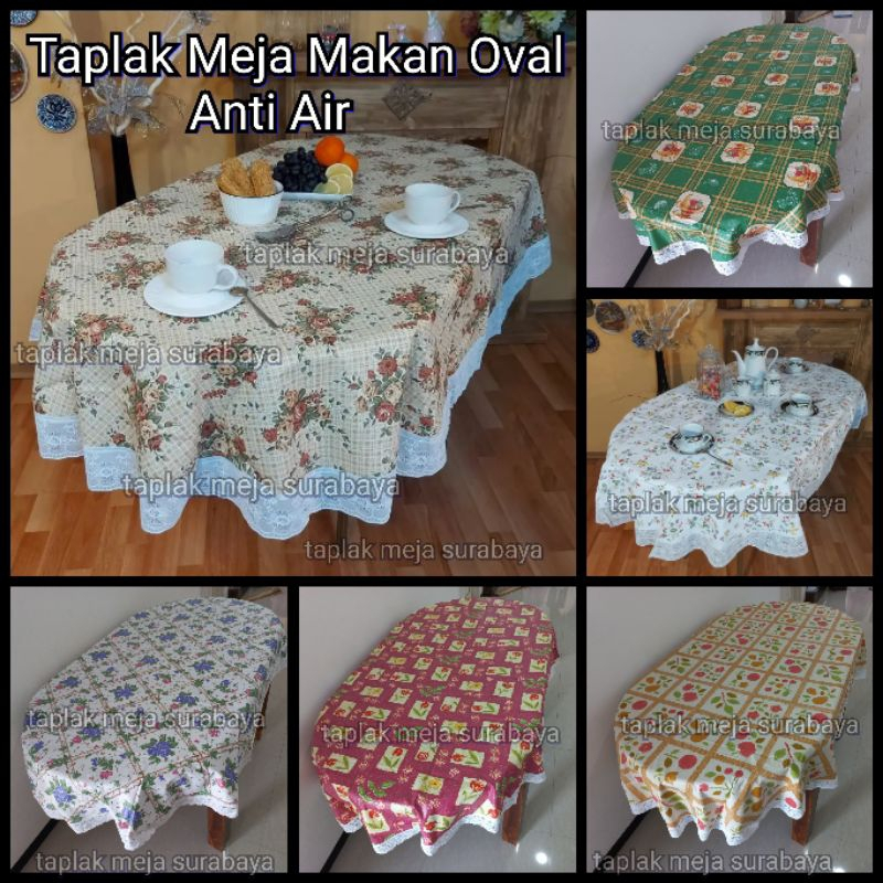 Taplak Meja Makan Oval 6 - 8 Kursi - Taplak Meja Makan Oval Anti Air