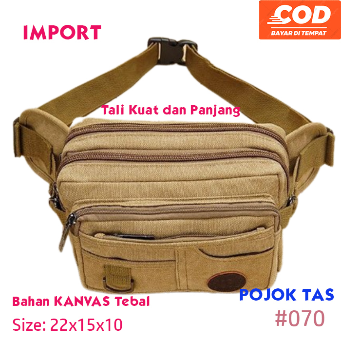 Tas Pinggang Kanvas Laki pria Wanita Tas HP Waistbag Cowok Bahan Kanvas Import Murah
