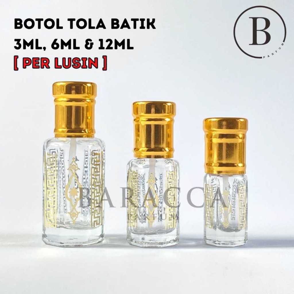 Botol Tola Batik 12ML - Botol Parfum Tola Batik Printing Gold - Botol Tola VIP 12ML