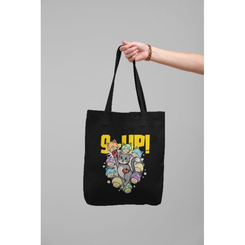 Tote Bag Kanvas Motong Kucing / Tote Bag Lucu