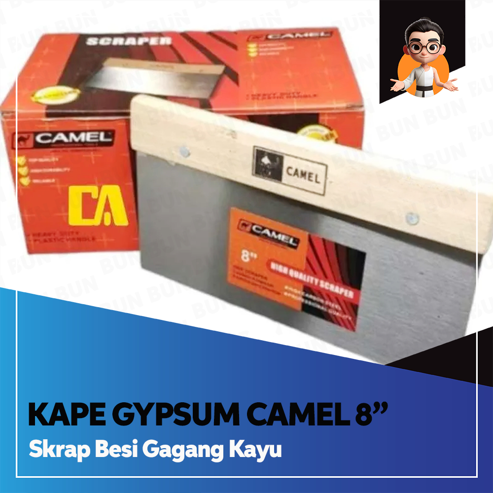 Kape Besi Gypsum 8 Inch - Skrap Besi Gagang Kayu - Skrap Compon Stainles