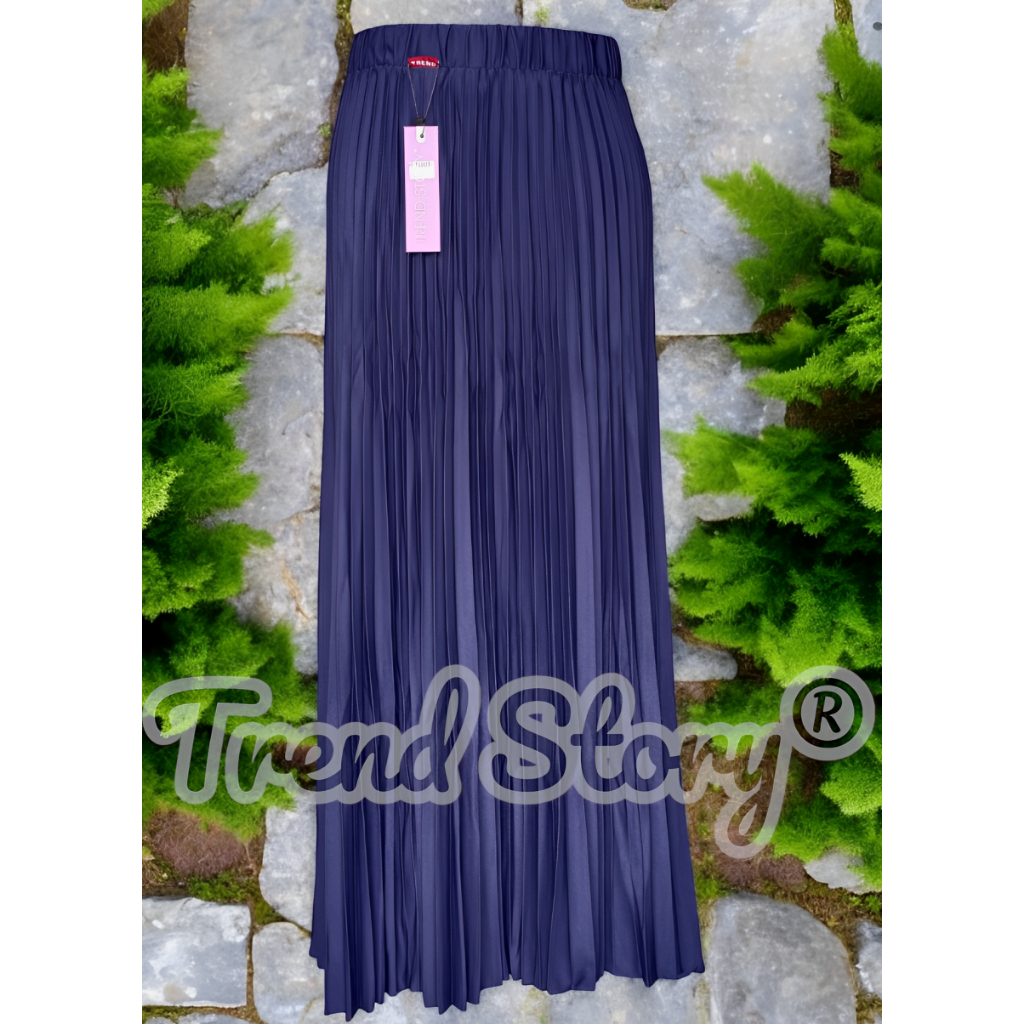 Rok Plisket Payung Premium Standart / Rok Plisket Premium Import NAVY / BIRU DONGKER