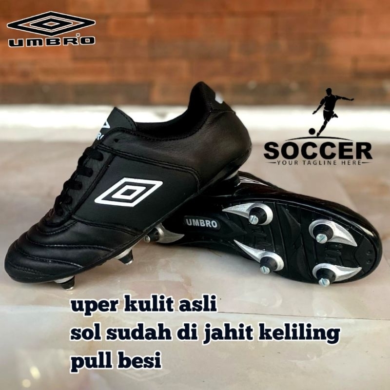 sepatu sepak bola kulit asli umbro pull besi BONUS sol sudah di jahit muter