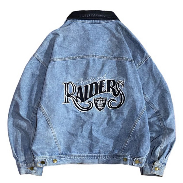 Jacket Trucker Denim Jeans leather collar NFL Raiders limited edition second