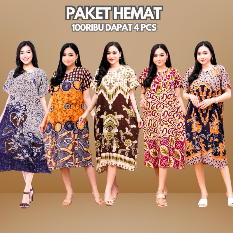 Paket 100 Dapat 4 Pcs Daster Kancing Depan Busui Jumbo Lengan Pendek Motif Kekinian Baju Tidur Deste