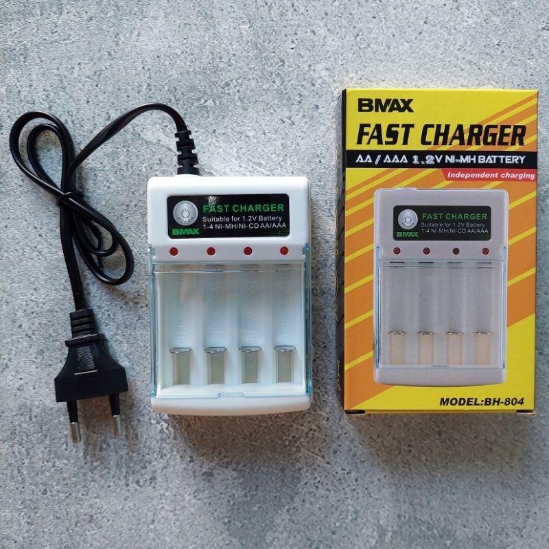 Charger Casan Baterai AA AAA Bmax Fast Charger Alat Cas Battery Rechargeable 4 Slot