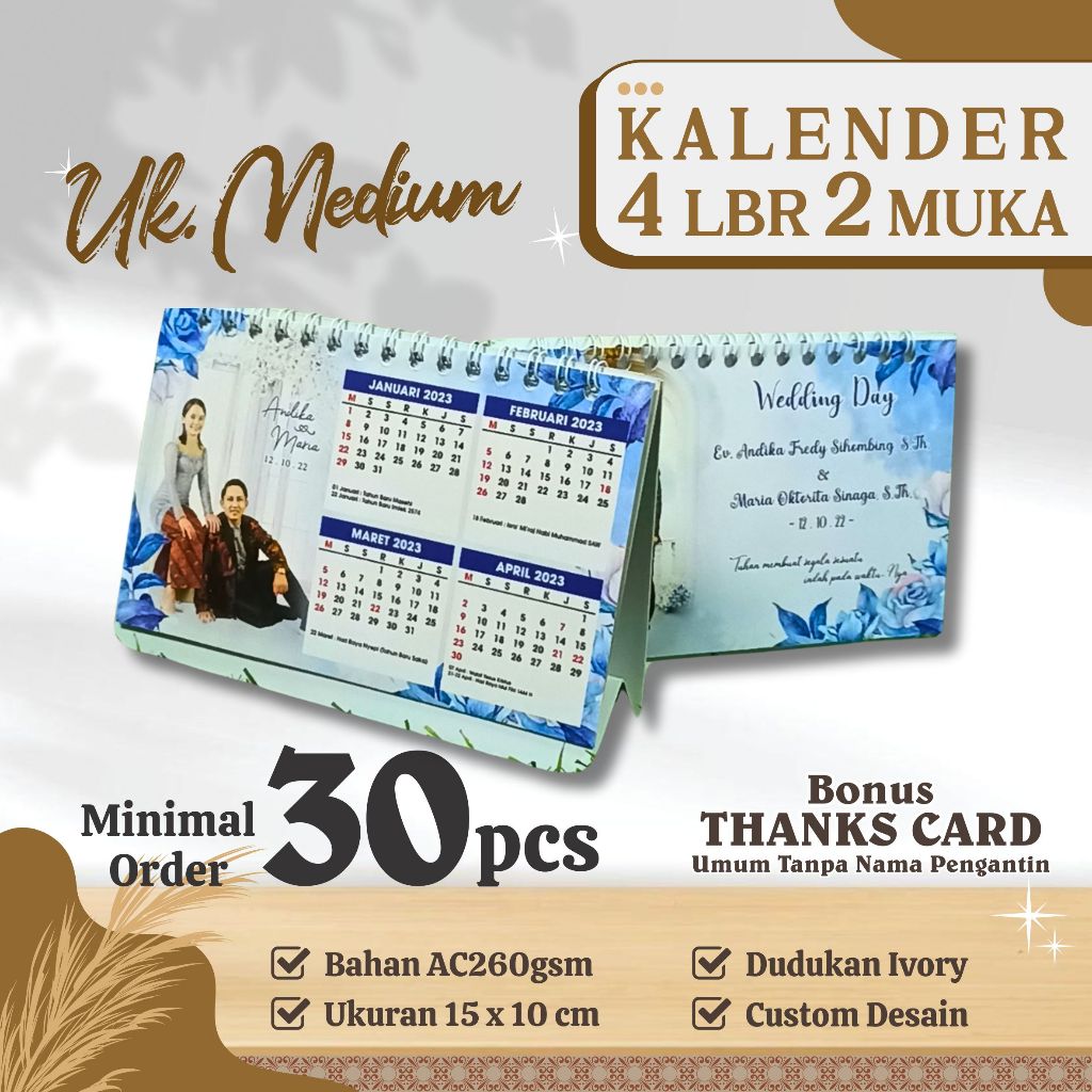 

Kalender Medium 15x10 cm 4 Lembar Cetak 2 Muka 8 Halaman Souvenir Kalender l Kalmed