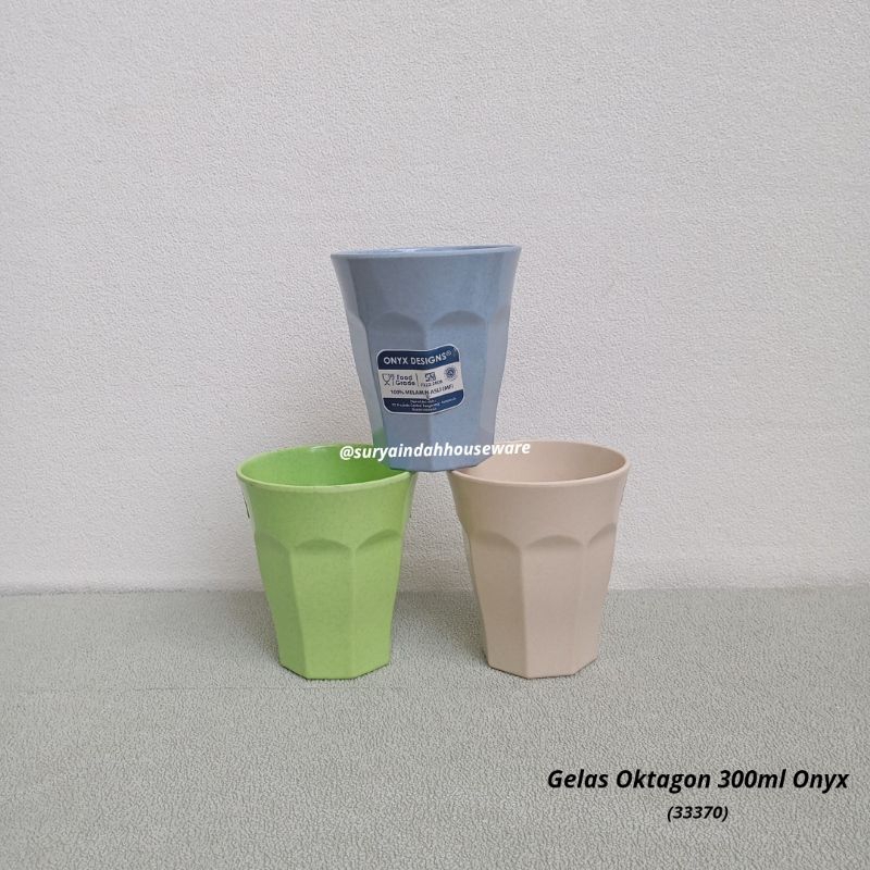 Gelas Oktagon Melamin 300ml Onyx