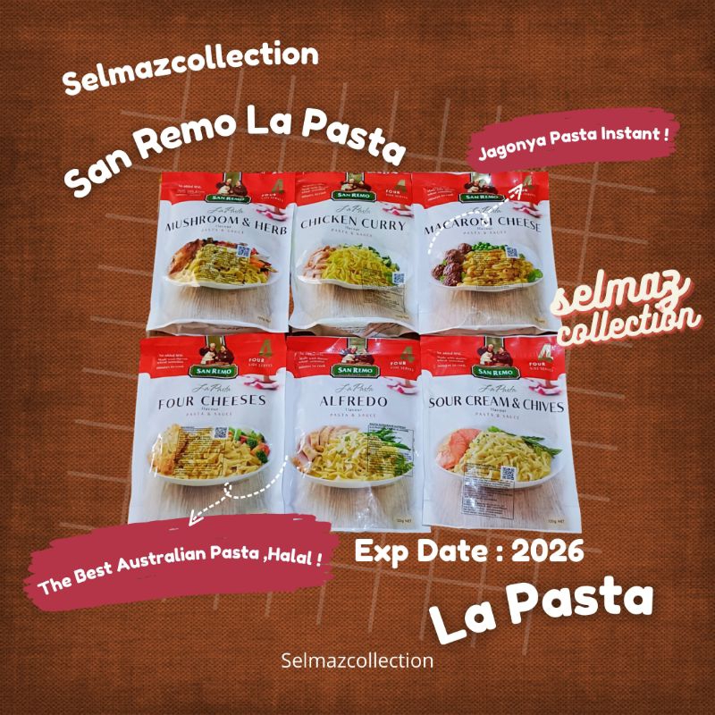 

San Remo La Pasta 120gr Halal San Remo La Pasta Four Cheese Macaroni Cheese Mushroom and Herb Sour Cream and Chives Alfredo Chicken Curry San Remo Pasta San Remo Pasta Sauce La Pasta Cheese