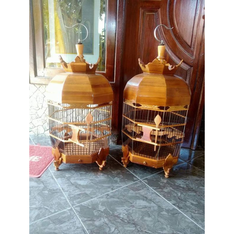 sangkar perkutut kayu jati tebok lepas