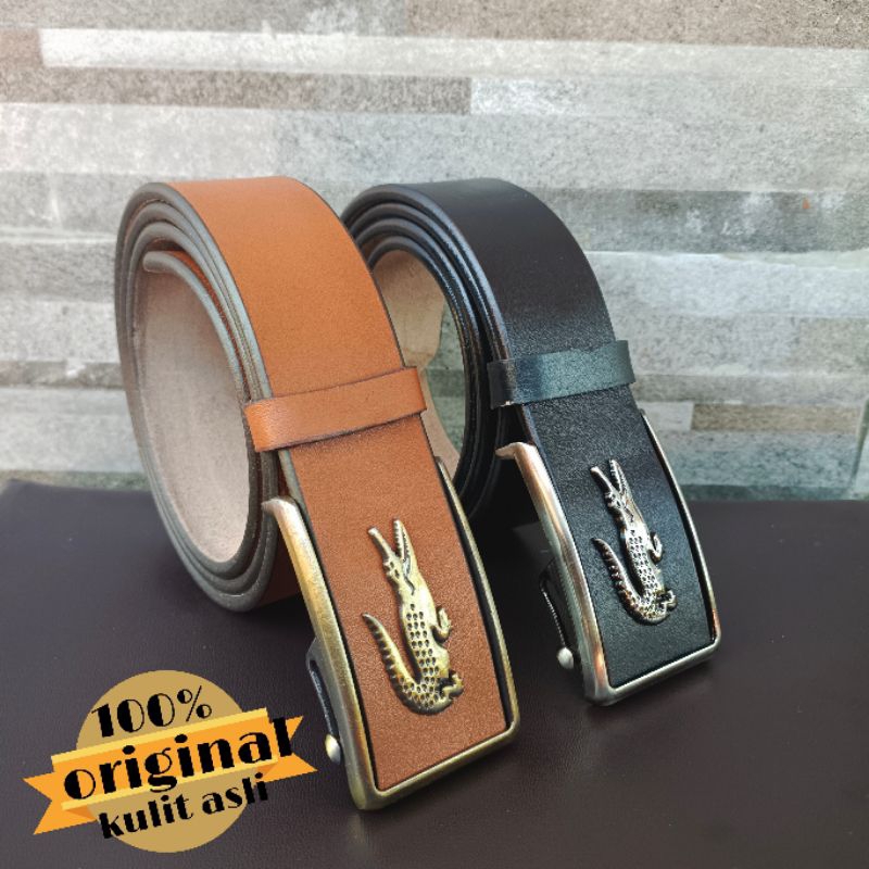 ikat pinggang rel matic kulit sapi asli/gesper kulit roda magetan/ikat pinggang kulit selapis model 