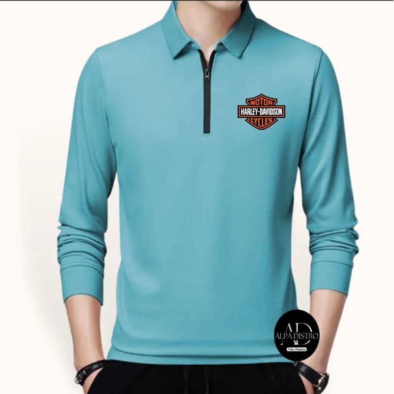 Kaos kerah zipper pria lengan panjang Kaos import bandung pria Kaos pria lengan panjang Kaos bagus d