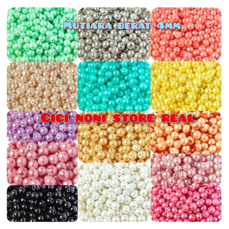 mutiara sintetis/mutiara/manik manik/mutiara berat/mutiara lubang tembus ukuran 4 mm /10 gram